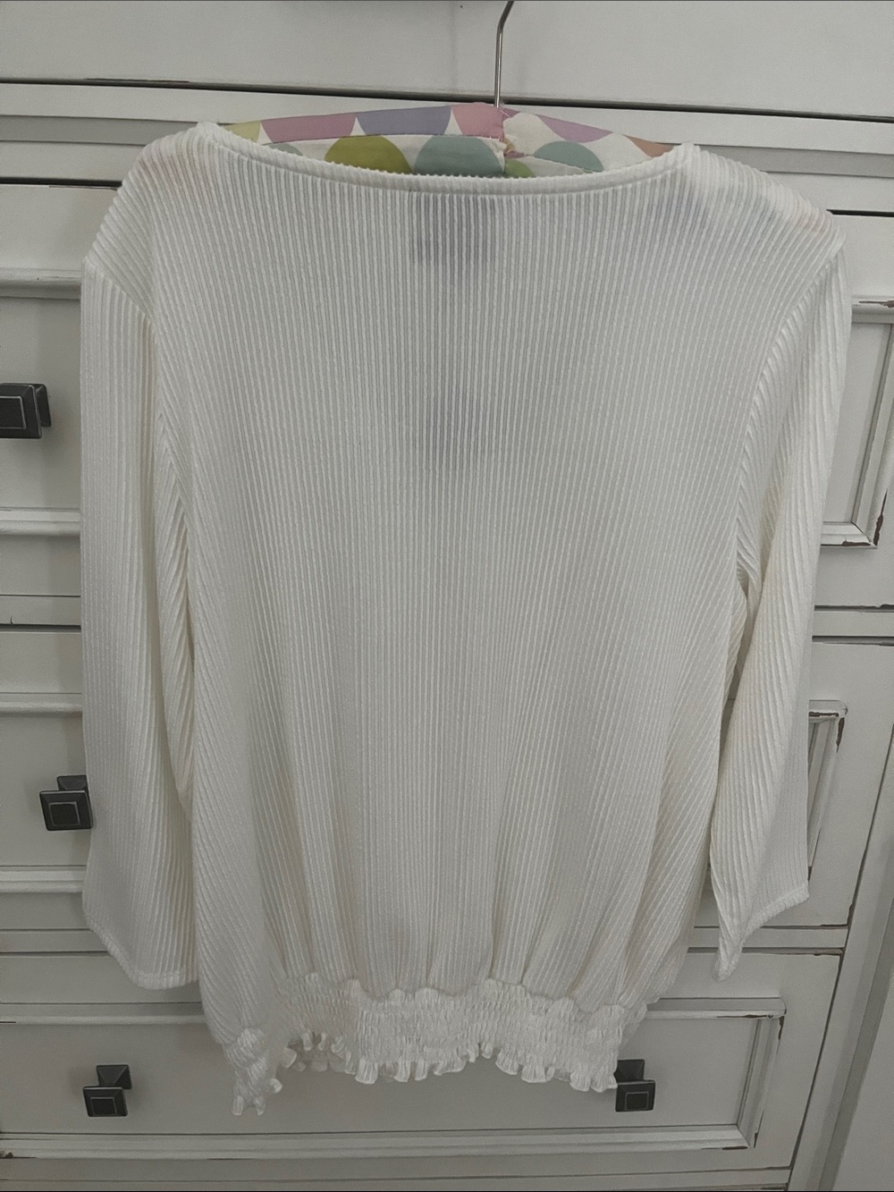 W5 Off-White Ribbed Button-Front Cardigan - Picture 3 of 3